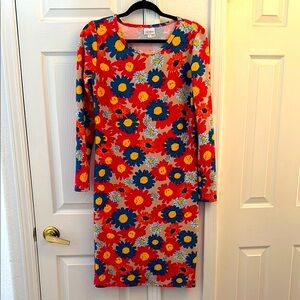 LuLaRoe Floral Long Sleeve Dress Size Medium NWT